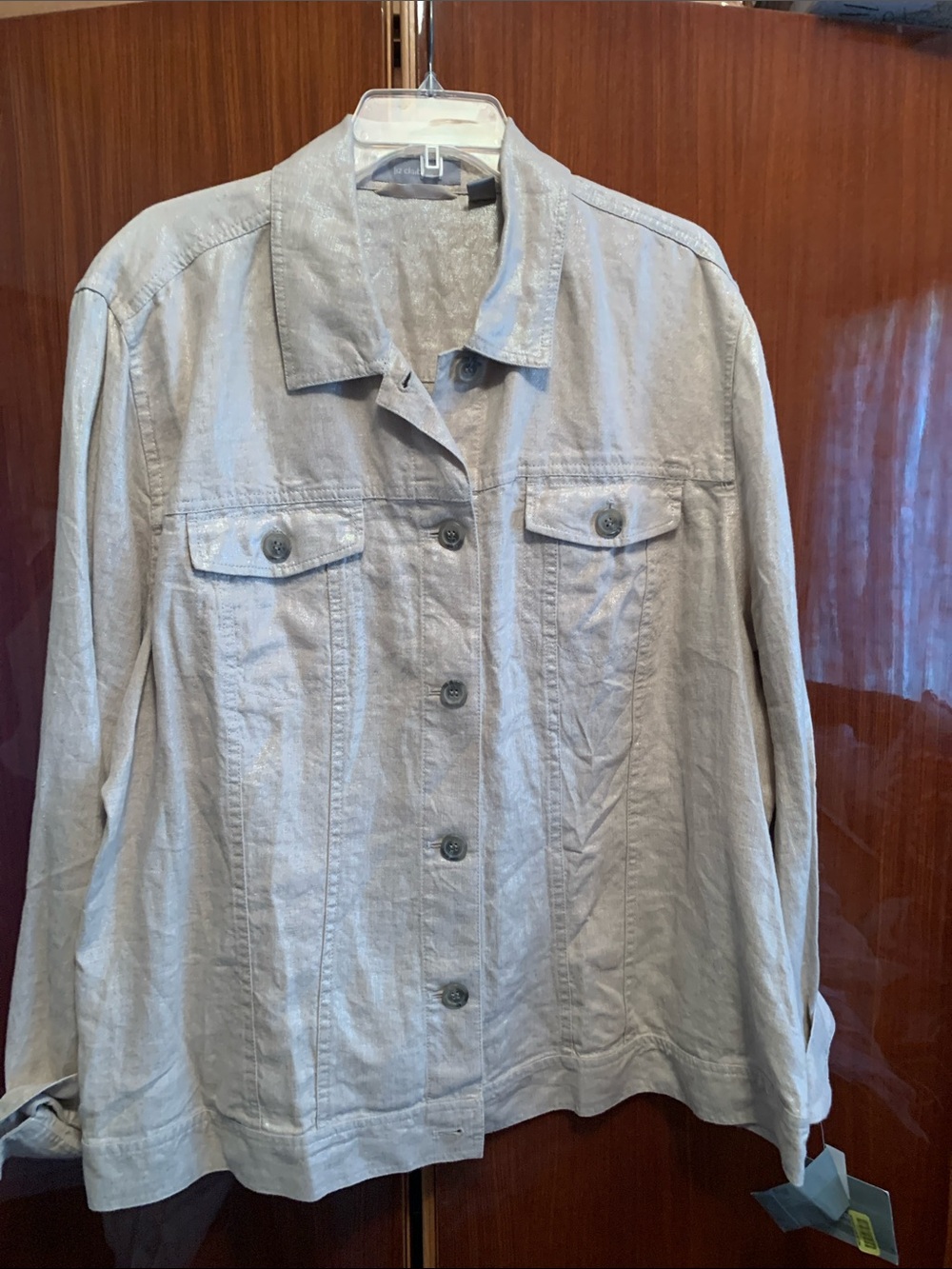 Liz Claiborne Light beige Button-Front Jean Jacket